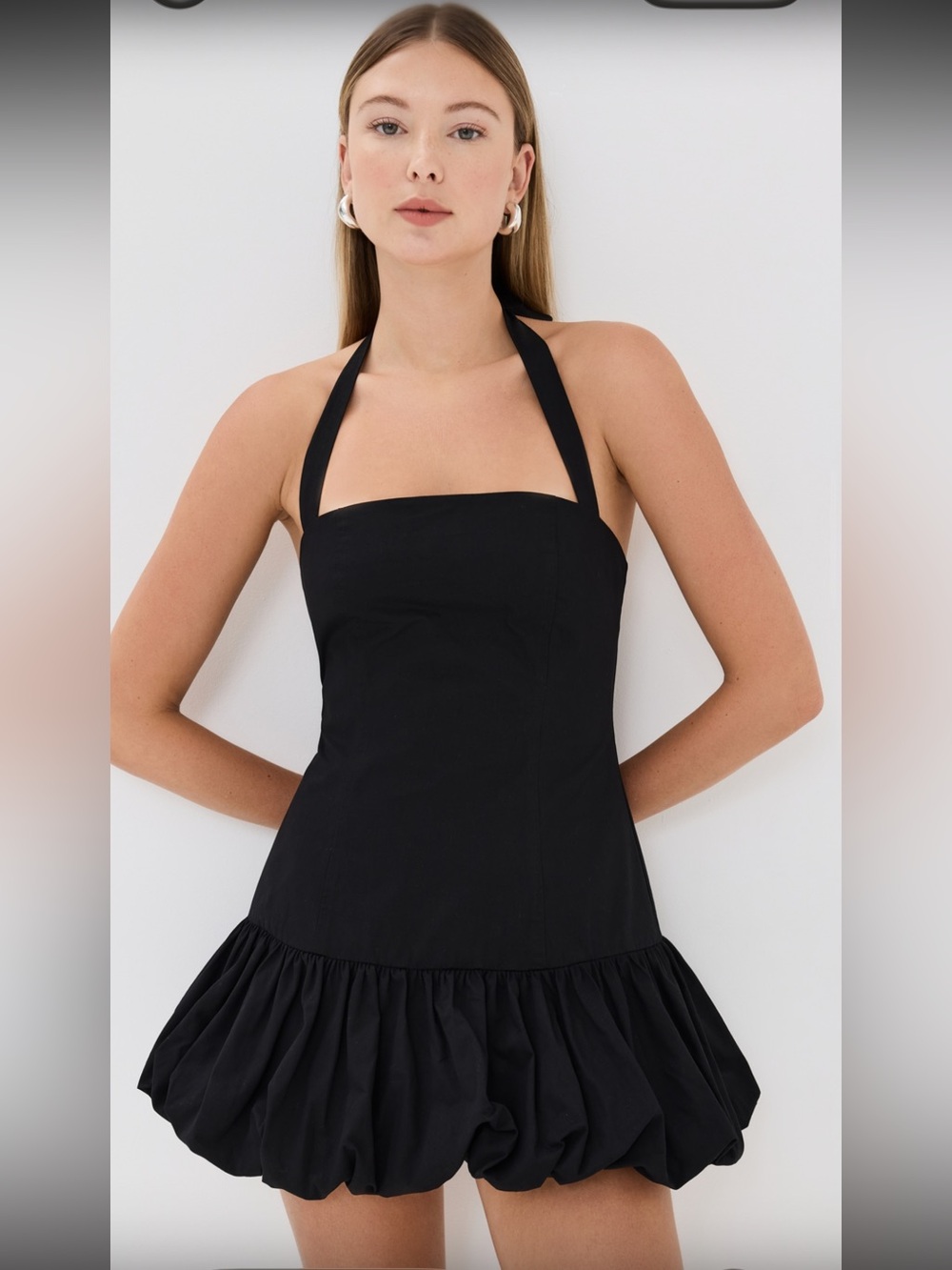 Lioness Black Halter Mini Dress with Ruffle Hem